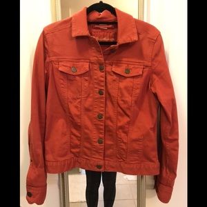 Eddie Bauer burnt orange denim jacket, size medium
